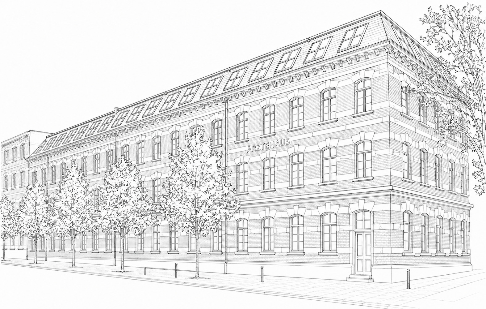 Skizze Ärztehaus im Denkmalensemble Leipzig-Plagwitz