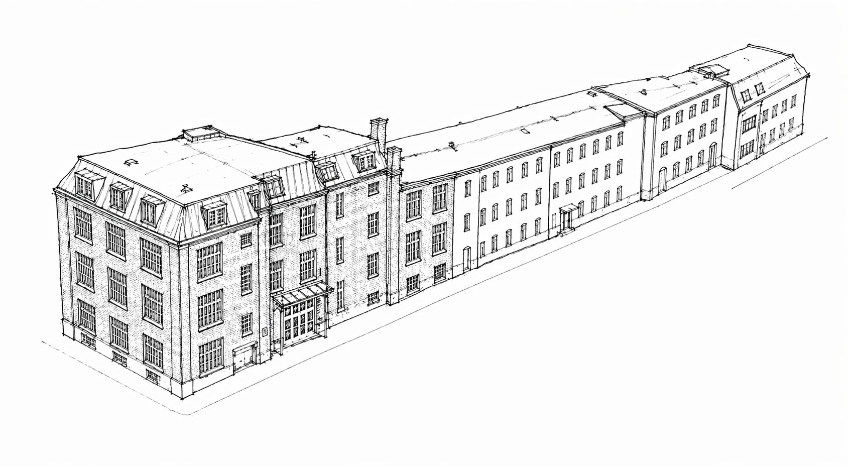 Skizze Ensemblegebäude Leipzig-Plagwitz
